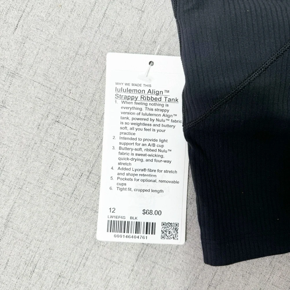 Lululemon Align Strappy Back Tank Top Black 10 12 Nwt - Picture 7 of 8